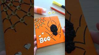 🕷Easy Halloween paintingdecor🎃SPIDER Textured art  Tissue paper art on canvas shorts art gift [upl. by Ruperto]