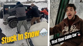 Stuck in 5 feet deep snow😱😭First time cable ride krli🔥 [upl. by Namilus]