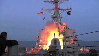 US Navy Destroyer launches Tomahawk cruise missiles [upl. by Niarda]