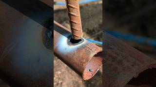 Covering holes in thin pipes with steel rebar will save more on your welding wire costs [upl. by Ilek]