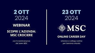 MSC Crociere Career Day Online  Webinar di presentazione [upl. by Mroz]