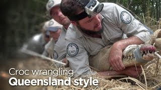 Rangers demonstrate how they catch crocodiles [upl. by Barden38]