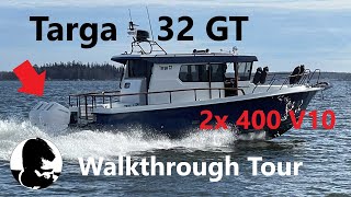 Targa 32 GT with Twin 400 HP V10 Mercury Outboards  Boat Walkthrough Video Tour [upl. by Del]