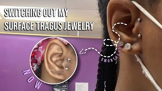 Changing my Surface Tragus Piercing for the first timeAlaisha Janae [upl. by Yetak425]