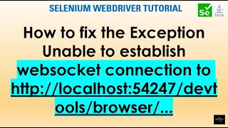 How to resolve Unable to establish web socket connection exception in Selenium WebDriver with Chrome [upl. by Kassie]