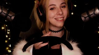 ASMR  ear to ear whispering amp fluffy earmuffs  4 mics ramble [upl. by Peggie]