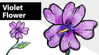 How to draw Violet flower Step by step drawing for kids  flower Icon  Anthology [upl. by Yreffeg]