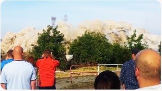 Flying Demolition Debris Nearly Hits Spectators [upl. by Naxor981]