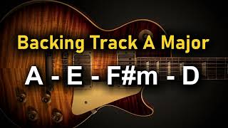 Rock Pop Backing Track A Major  70 BPM  Guitar Backing Track [upl. by Kramal]