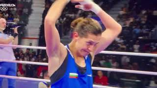 Bulgarian female boxer Svetlana Staneva makes ‘X’ hand gesture to signal she is a real woman [upl. by Senalda]