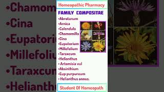 Homeopathic PharmacyFamily Compositae MedicineAbrotanumArnicaCalendulaChamomillaShort [upl. by Bithia]