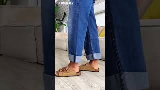 【Flamingals】Buttoned Waist Roll Hem Mid Rise Wide Leg Jeansjeans jeanswear jeanslovers ootd [upl. by Renelle74]