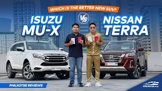 2022 Isuzu muX vs Nissan Terra Comparison  Philkotse Reviews [upl. by Oinotnanauj]