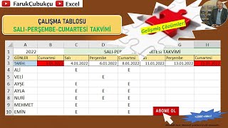 EXCEL SALIPERŞEMBECUMARTESİ TAKVİM HAZIRLAMA [upl. by Danaher]