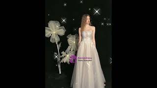 kemedress Gray Tulle Lace Strapless Prom Dress [upl. by Kassie]