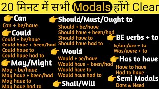 सभी Modal Verbs एक ही वीडियो में सीखिए। All Modal Verbs in English Grammar Modal Auxiliary [upl. by Yelra]