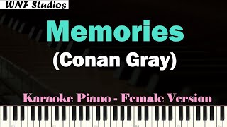 Conan Gray  Memories Karaoke Piano Female Key [upl. by Alesram]