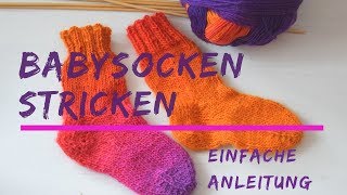 EINFACHE BABYSOCKEN stricken  Ausführliche Anleitung  06 Monate [upl. by Senecal]