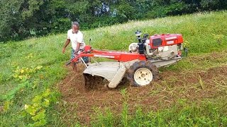 vst shakti 130di power tiller grass rotavator working powertiller tillervideo [upl. by Winwaloe]