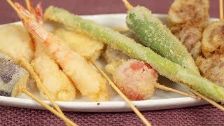 Kushikatsu Recipe DeepFried Skewered Meat and Vegetables with Homemade Sauce  Cooking with Dog [upl. by Veta]