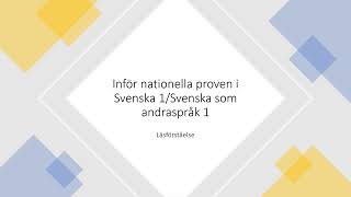 Inför nationella provet svenska 1svenska som andraspråk 1  Läsförståelse [upl. by Iat]