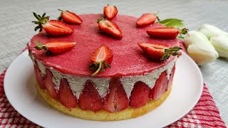 Fraisier cake  A delicious French strawberry cake [upl. by Annoid]