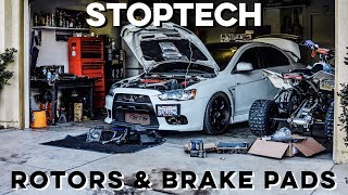 Evolution X StopTech Brake Pads and Rotors Installation [upl. by Anelec775]