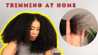 My TRIMMING routine AT HOME NATURAL HAIR [upl. by Golding741]