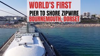 WORLDS FIRST Pier to Shore Zip Wire RockReef PierZip Bournemouth [upl. by Aokek]