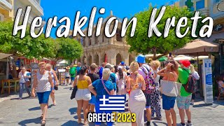 Heraklion Crete casually walking in 4k city tour Kreta Greece 2023 [upl. by Tnecniv412]