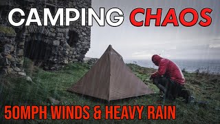 CAMPING CHAOS  Hexpeak V4A Tent in CRAZY 50mph Winds and Heavy Rain [upl. by Emyam]