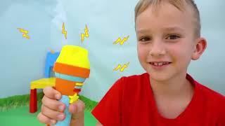 Little Chris pretend play with toys  best videos with small brother [upl. by Leunas]