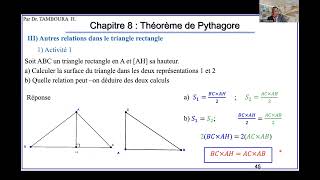 Mathématiques Niveau 3eChapitre 8  Théorème de Pythagore Partie 2 Autres relations métriques [upl. by Fletch]