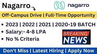 Nagarro OffCampus Hiring  2023  20222019 BATCH  Salary 48 LPA  Direct Apply Link  Jobs [upl. by Immas]