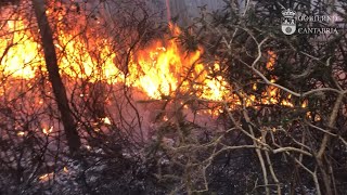 Cinco incendios forestales activos en Cantabria [upl. by Kim]