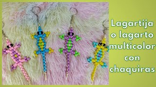 Cómo hacer una lagartija o lagarto multicolor con chaquiras o cuentas kandi paso a paso♥ [upl. by Ripleigh]