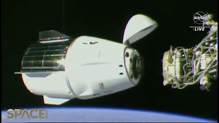 See astronauts relocate SpaceX Dragon capsule in timelapsed highlights [upl. by Analrahc]