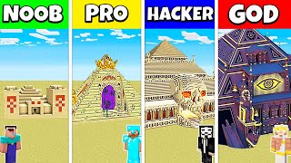 Minecraft Battle NOOB vs PRO vs HACKER vs GOD SAND DESERT HOUSE BASE BUILD CHALLENGE  Animation [upl. by Groh605]