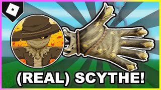 How to ACTUALLY get SCYTHE GLOVE  quotFARMLAND FRAYquot BADGE in SLAP BATTLES ROBLOX [upl. by Nauqal]