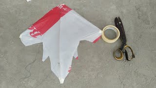 Making kite with plastic bag new experiment [upl. by Ahsinyt422]