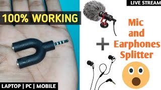 BEST Audio Splitter  All Pin Support  35mm  Boya Mic  Earphones  Live Streaming Setup  How [upl. by Yneffit765]