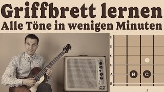 Alle Töne auf der Gitarre in 2 einfachen Schritten finden  Griffbrett lernen  Gitarre verstehen [upl. by Alleoj]