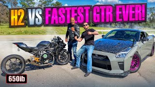 352HP NINJA H2 RACED THE FASTEST NISSAN GTR EVER [upl. by Gypsy]