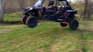 2014 Polaris RZR 4 XP 1000 jumping full suspension settings test [upl. by Namwob]