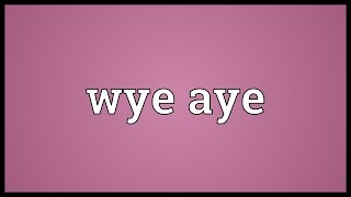 Wye aye Meaning [upl. by Ailime]