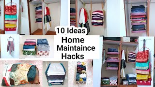 10 Brilliant Home Organizing HacksNo Cost Wardrobe Organizing IdeaSpace Saving HackClothOrganiser [upl. by Kilam]