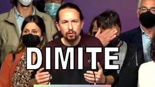 💥DIMITE PABLO IGLESIAS💥 por el fracaso de PODEMOS y tras arrasar AYUSO en las elecciones de Madrid🟥⬜ [upl. by Adlee]