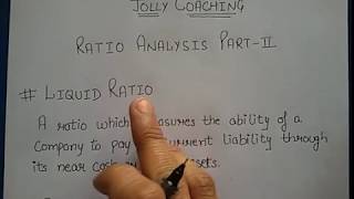 2 Ratio Analysis Liquid RatioQuick RatioAsset Test Ratio with Numerical by JOLLY Coaching [upl. by Broddy]