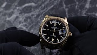 Rolex DayDate 36 118138 Black dial Unboxing amp Presentation Video [upl. by Akcimehs]