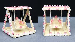 Creative Ideas  How To Make Swing From Ice Cream Sticks very easy and simple [upl. by Odlanyar]